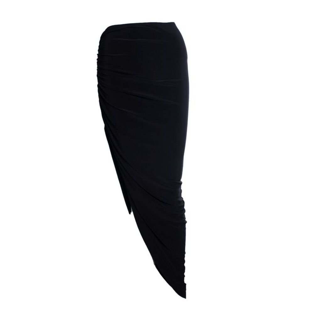 Norma Kamali, Diana side drape long skirt in black